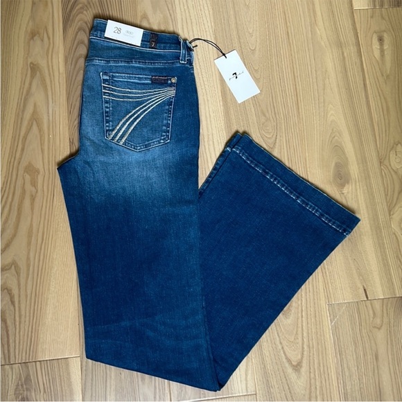 7 For All Mankind Dojo Original Trouser NWT Size 28 7FAMK Silver Stitching - Picture 8 of 11